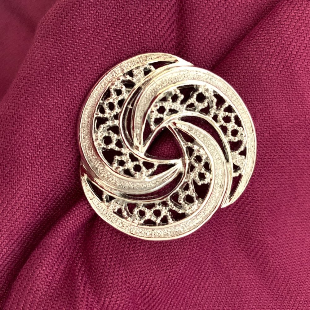 Vintage, Gerry Silver Swirl Brooch RARE